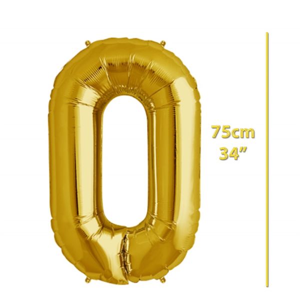 Folyo Rakam 0 Gold Balon 34 İnç